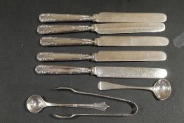 A COLLECTION OF ASSORTED HALLMARKED SILVER CUTLERY ETC TO INC CONDIMENT SPOONS