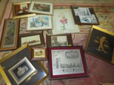 A COLLECTION OF SMALL PICTURES AND PRINTS TO INCLUDE LOWRY EXAMPLES