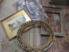 THREE VINTAGE FRAMES - ONE WITH A DAMAGED ENGRAVING OF CHARLES TOTTENHAM