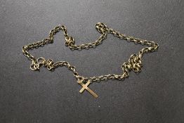 A 9K GOLD CHAIN WITH 9CT GOLD CRUCIFIX - APPROX COMBINED WEIGHT 8.4 G