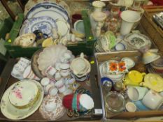 FOUR TRAYS OF ASSORTED CERAMICS TO INCLUDE PORTMEIRION ETC
