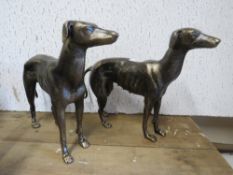 ***A PAIR OF CAST METAL GREYHOUND FIGURES**
