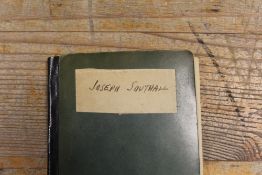 A POCKET SKETCHBOOK WITH THE NAME JOSEPH SOUTHALL TO THE COVER
