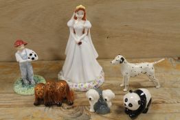 A QUANTITY OF ROYAL DOULTON AND BESWICK TO INC DISNEY PRINCESSES ARIEL DP4, PRIDE AND JOY ETC