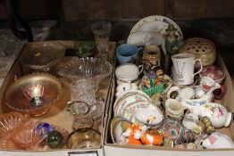 TWO TRAYS OF CERAMIC AND GLASS