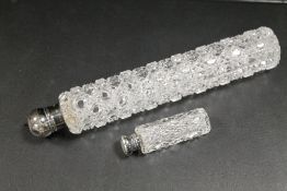 TWO ANTIQUE SILVER MOUNTED SCENT BOTTLES