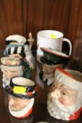 A QUANTITY OF SMALL CHARACTER JUGS INCLUDING SANTA TOGETHER WITH A WEDGWOOD RALPH LAUREN POLO MUG