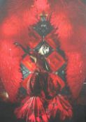 A LARGE ALEXANDER McQUEEN CANVAS PRINT - 113 X 75 CM