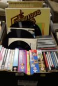 A TRAY OF RECORDS, CD'S AND DVDS TO INCLUDE RICHARD CLAYDERMAN