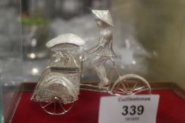 A CASED SILVER MODEL OF A RICKSHAW
