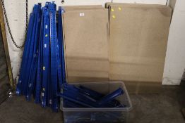 A QUANTITY OF BLUE RACKING WITH SHELVES