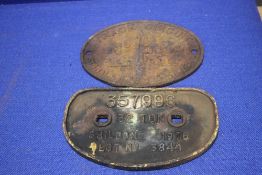 TWO CAST RAILWAY SIGNS 