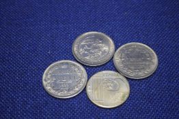 A COLLECTION OF FOUR COINS TO INCLUDE US ITALIA ETC