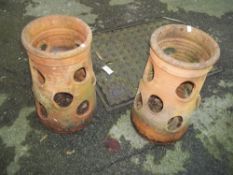 TWO TERRACOTTA STRAWBERRY PLANTERS