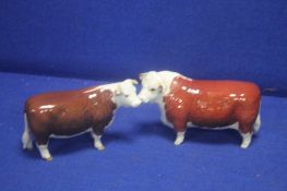 TWO BESWICK HEREFORD BULLS