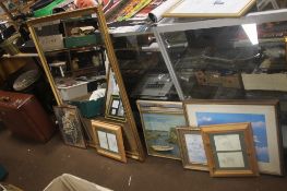 A QUANTITY OF ASSORTED PRINTS TOGETHER WITH A MIRROR