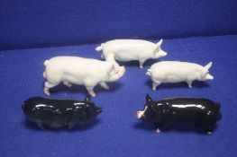 FIVE BESWICK PIGS