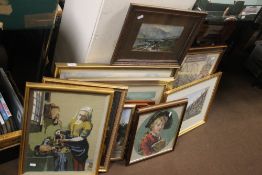 A COLLECTION OF ASSORTED PICTURES, PRINTS AND TAPESTRY