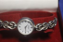 A BOXED LADIES STERLING SILVER ROTARY WATCH