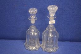 TWO CUT GLASS DECANTERS