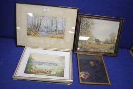 FOUR FRAMED PRINTS TO INCLUDE A PORTRAIT