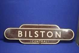 AN ENAMEL RAILWAY SIGN BILSTON CENTRAL