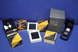 A COLLECTION OF ASSORTED SLIDES TOGETHER WITH A SMALL COLLECTION OF WRIST WATCHES