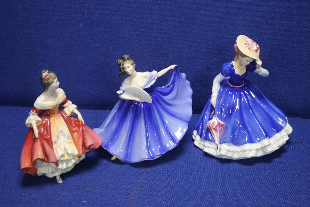 THREE ROYAL DOULTON FIGURINES ""MARY"", ""SOUTHERN BELLE"" AND ""ELAINE""