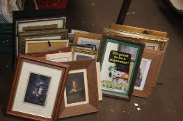 A COLLECTION OF OVER 25 SMALL FRAMED PICTURES AND PICTURE MIRRORS