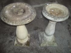 TWO CONCRETE BIRD BATHS