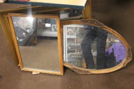 THREE ASSORTED MIRRORS TO INCLUDE AN OAK EXAMPLE