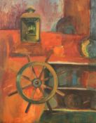 Anna POMYKALSKA (XX-XXI), Stilleben im Wrackmuseum, 1998, verso betitelt, Öl/Leinwand, ungerahmt, 9