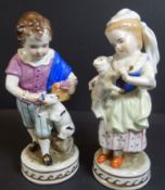 Porzellanfigur "Royal" Kinderpaar mit Tieren, handbemalt, H-16 cm,