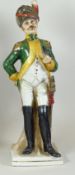 Offizier Figur mit Pfeife,ungemarkt, H. 25cm,Alters- und Gebrauchsspuren