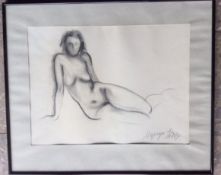 Anatalij Martschuk (1956) 1988-"sitzender Akt" Bleistift/Kohle, in PP, 61x56 cm