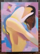 A. Martschuk, 1996 "stehender Akt" Öl/Leinen, 80x42 cm