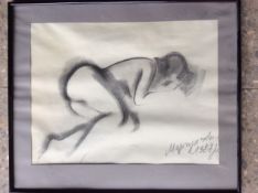 Anatalij Martschuk (1956) 1987-"Rückenakt" Bleistift/Kohle, in PP, 61x51 cm