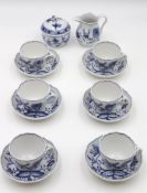 6x Mokkatassen mit U.T. sowie Milch und Zucker, Meissen, Schwertermarke, je 3 Schleifstriche, Kännc