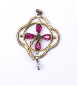 Alter Anhänger mit Farbsteinen, goldfarben, L. 3,5cm