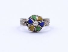 Alter Silber Ring mit Emaille, Silber gepr., 2,60g., RG 56