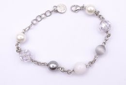 TI Sento Armband mit Perlen,Sterling Silber 0.925, L. 21 - 24cm, 26g.