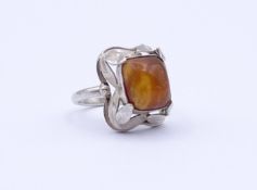 Bernstein Ring, Silber 0.900, 4,40g., RG 55