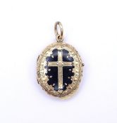 Fotomedaillon, Gold um 14K gepr., L. 3,6cm, 7,1g.