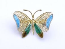 Filigrane Schmetterling Brosche, Silber 0.835, 30x22mm, 3,6g.