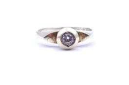 Silber Ring mit einen rund facc. klaren Stein, Silber 0.900, 1,7g., RG 55