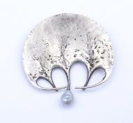 925er Silber Brosche mit Perle in Form eines Heißluftballons,19,1g., 56x54mm