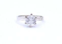 830er Silber Ring mit einen rund facc. klaren Stein, 1,9g., RG 54