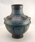 Große Bronze-Vase mit Cloissonné, Meiji, Japan um 1900