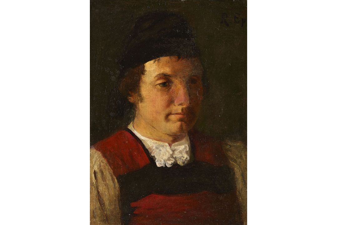 EPP, RUDOLF: Brustbildnis eines jungen Mannes mit Tracht.