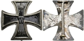 Preußen, Eisernes Kreuz 1914 1. Klasse, gewölbte Form, Eisen geschwärzt versilbert, ohne Hersteller,